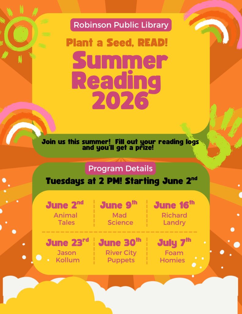 Advertisement for Summer Reading 2026 programs. 